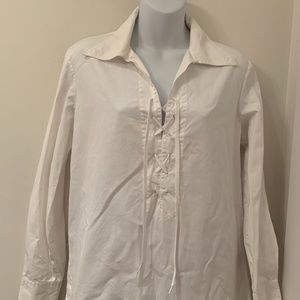 black label Ralph Lauren lace up white blouse